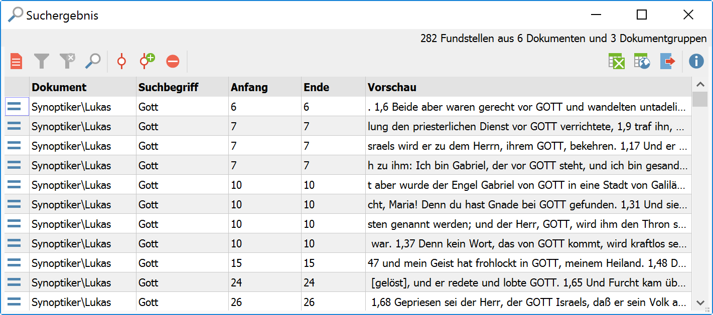 „Liste der Fundstellen“ für das Wort „gott“ (Groß- und Kleinschreibung unberücksichtigt) „Liste der Fundstellen“ für das Wort „gott“ (Groß- und Kleinschreibung unberücksichtigt)