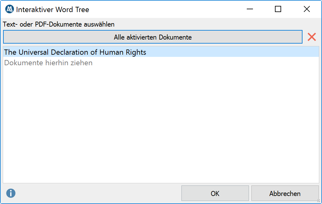 Auswahl von Texten für den Word Tree Auswahl von Texten für den Word Tree