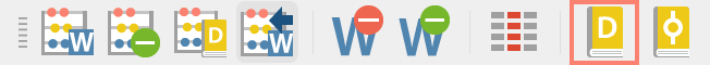 Der Quickbutton „Diktionär“ in der Symbolleiste „MAXDictio“ Der Quickbutton „Diktionär“ in der Symbolleiste „MAXDictio“