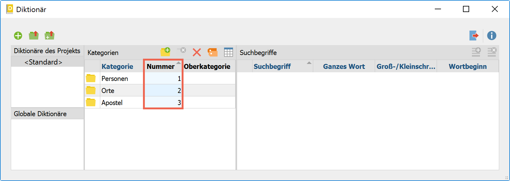 Die Listenansicht der Kategorien Die Listenansicht der Kategorien