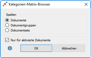 Optionen für die Erstellung des Kategorien-Matrix-Browsers Optionen für die Erstellung des Kategorien-Matrix-Browsers