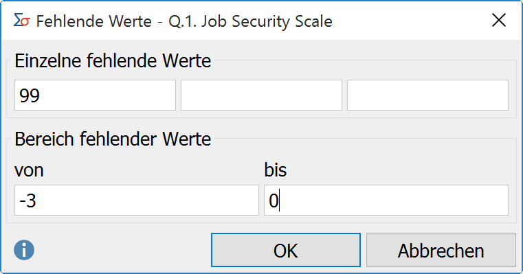 Dialog zur Eingabe fehlender Werte Dialog zur Eingabe fehlender Werte