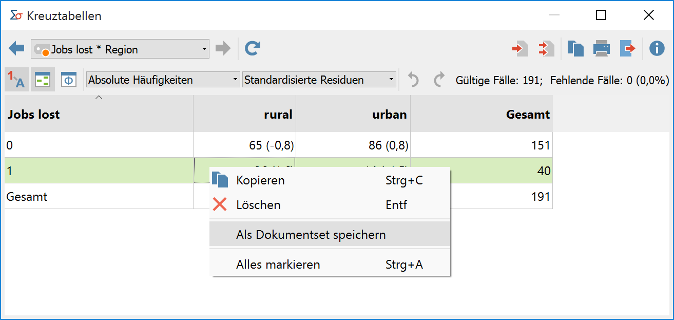 Dokumente, die beide Variablenbedingungen einer Zelle erfüllen, als Dokumentset für MAXQDA speichern Dokumente, die beide Variablenbedingungen einer Zelle erfüllen, als Dokumentset für MAXQDA speichern