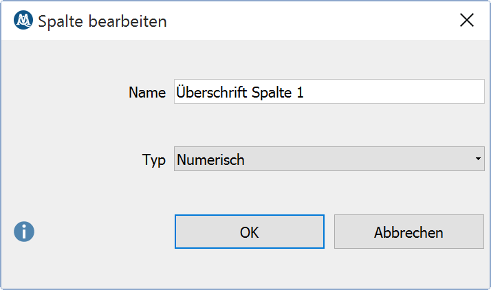 Spaltenüberschrift anpassen Spaltenüberschrift anpassen