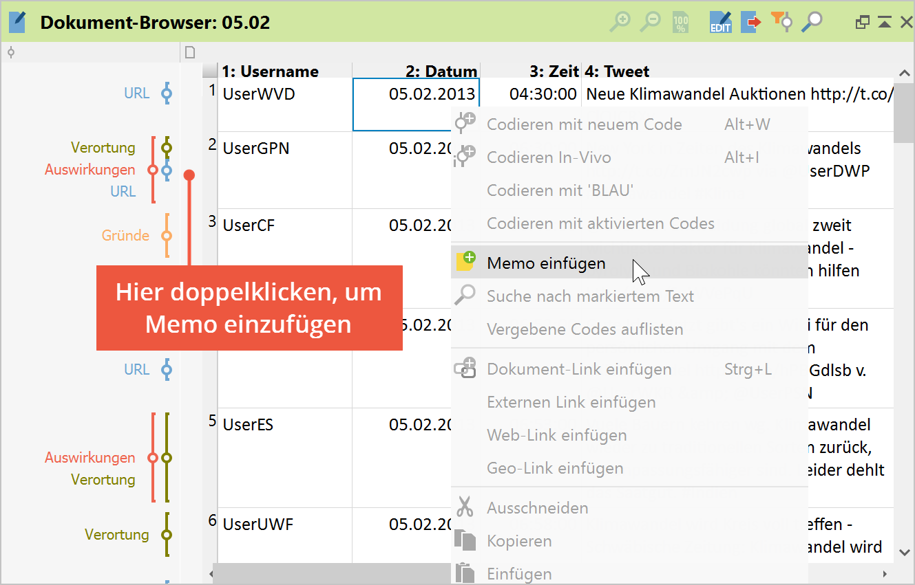 Memos in Tabellen-Dokumente per Doppelklick oder Kontextmenü einfügen Memos in Tabellen-Dokumente per Doppelklick oder Kontextmenü einfügen