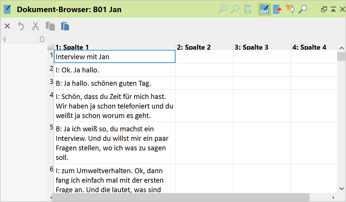 Der ursprüngliche Text erscheint nur in der ersten Spalte Der ursprüngliche Text erscheint nur in der ersten Spalte