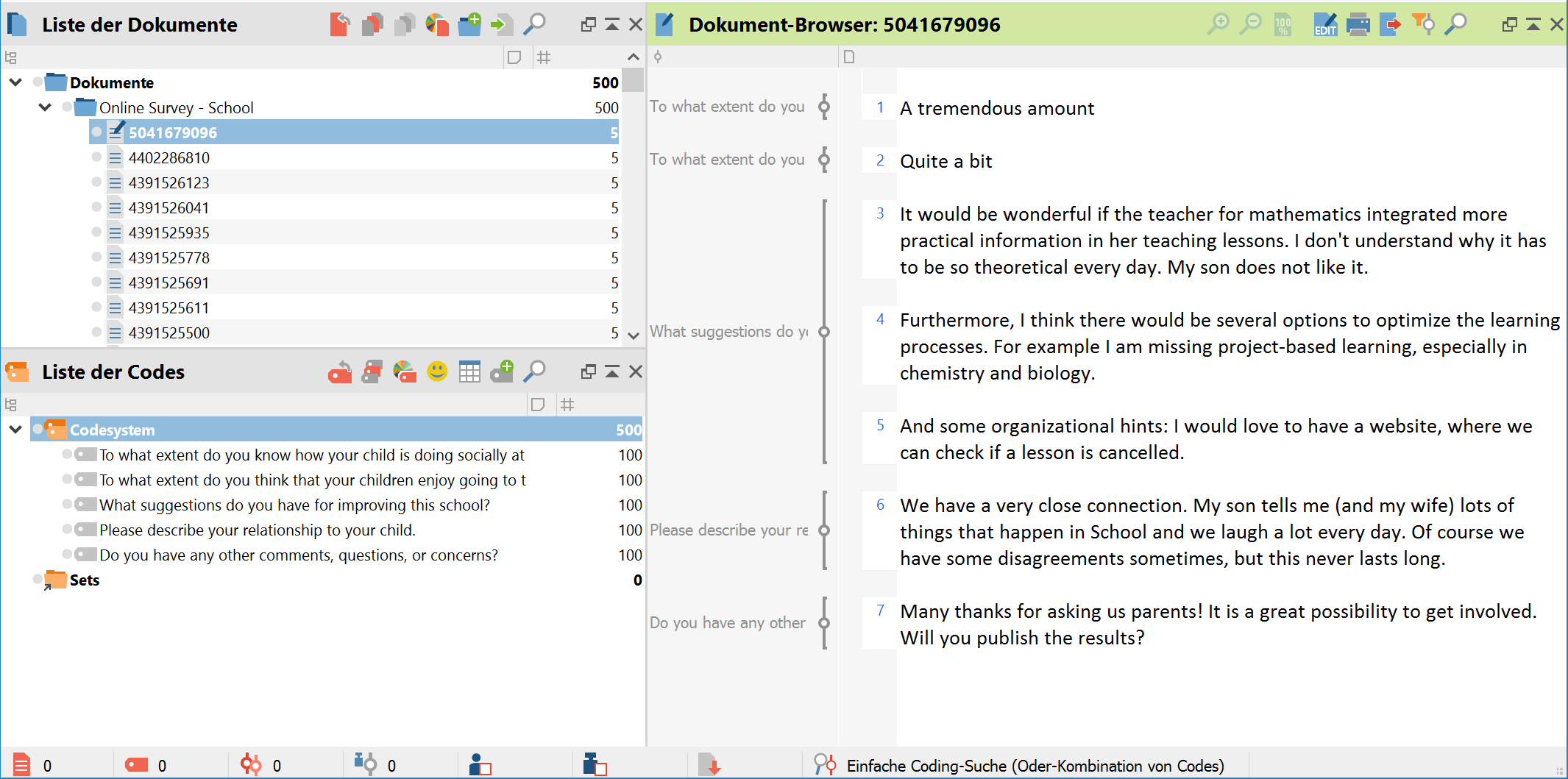 SurveyMonkey-Daten nach dem Import in MAXQDA SurveyMonkey-Daten nach dem Import in MAXQDA
