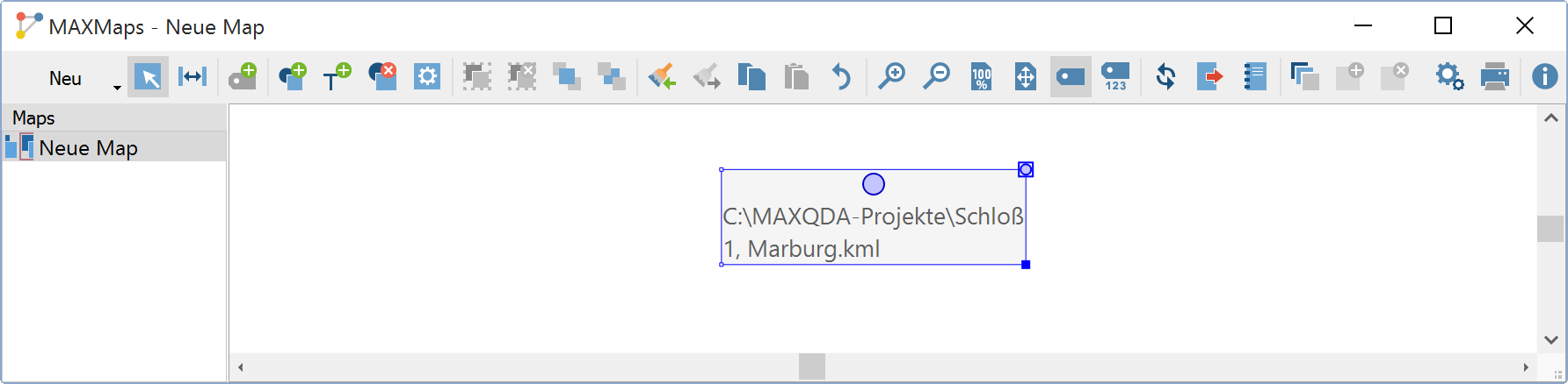 Ein neu eingefügter Geo-Link in MAXMaps Ein neu eingefügter Geo-Link in MAXMaps