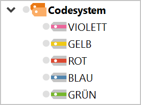 Symbole für Farb-Codes in der „Liste der Codes“ Symbole für Farb-Codes in der „Liste der Codes“