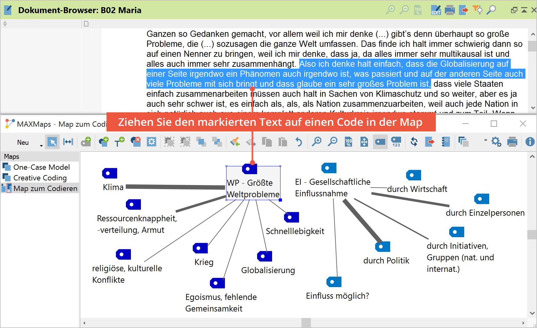 Codieren durch Drag & Drop auf einen Code in einer Map Codieren durch Drag & Drop auf einen Code in einer Map
