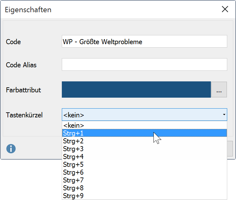 Tastenkürzel über die Eigenschaften eines Codes zuordnen Tastenkürzel über die Eigenschaften eines Codes zuordnen