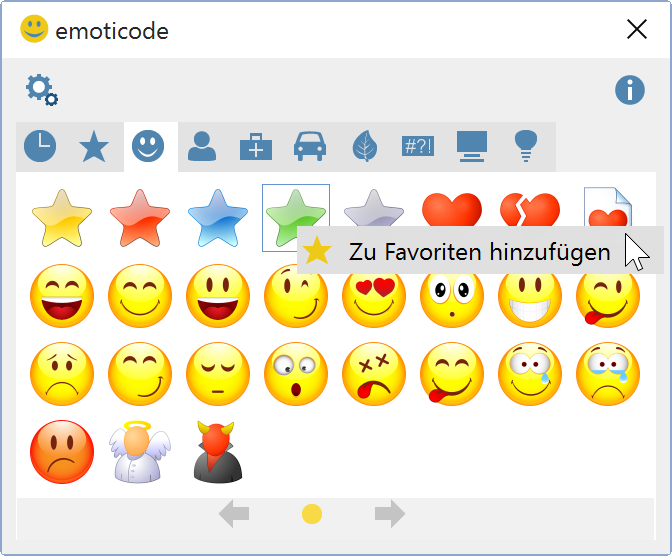 Symbole zu den Favoriten hinzufügen und entfernen Symbole zu den Favoriten hinzufügen und entfernen