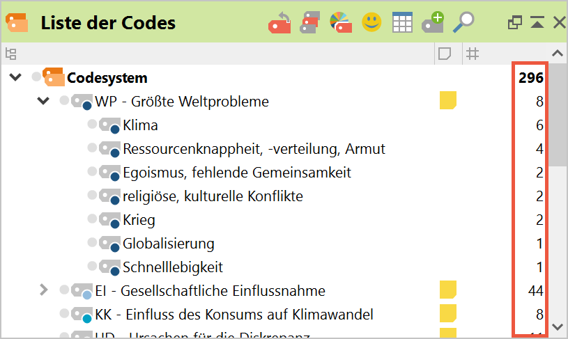 Information über die Anzahl codierter Segmente Information über die Anzahl codierter Segmente