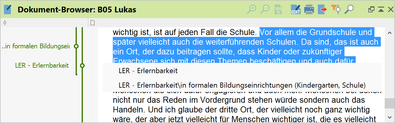 Liste der zu einem Segment zugeordneten Codes Liste der zu einem Segment zugeordneten Codes