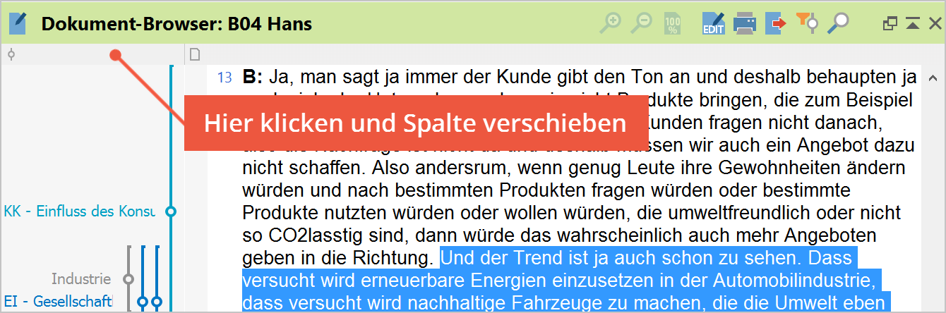 Codierstreifen im Dokument-Browser links oder rechts anzeigen Codierstreifen im Dokument-Browser links oder rechts anzeigen