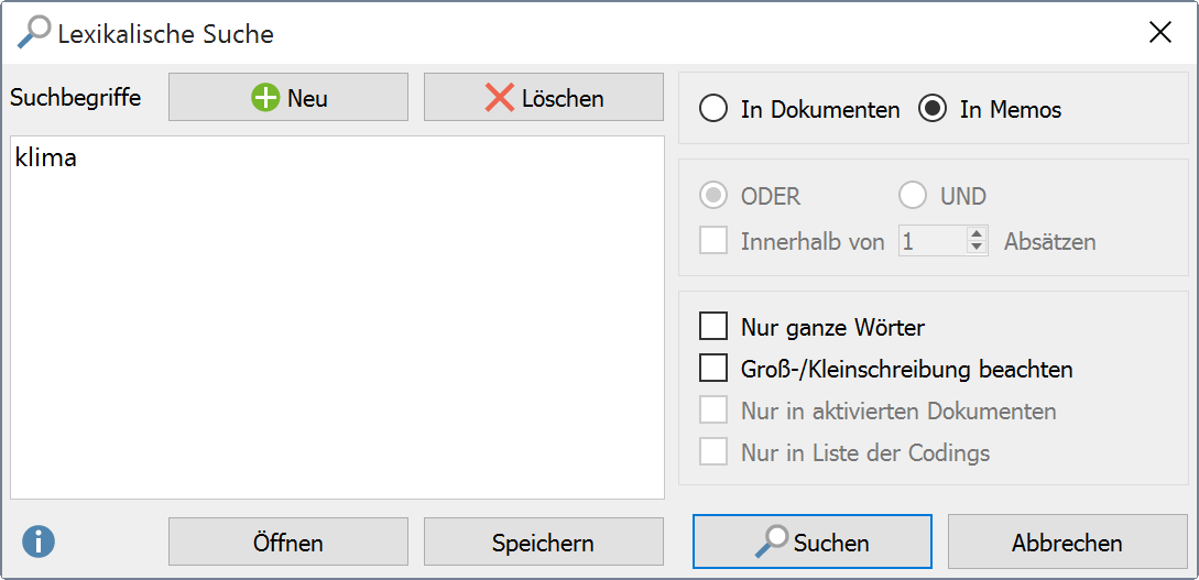 Lexikalische Suche nach dem Begriff „klima“ in den Memos Lexikalische Suche nach dem Begriff „klima“ in den Memos