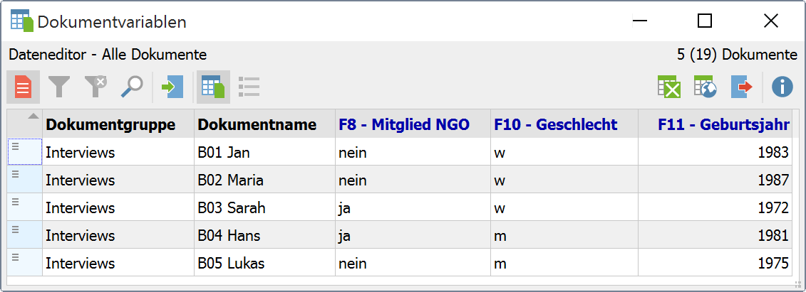 Beispiel für die Verwendung der Dokumentvariablen Beispiel für die Verwendung der Dokumentvariablen