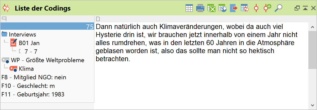 Anzeige der Variablenwerte in der Herkunftsangabe eines Codings Anzeige der Variablenwerte in der Herkunftsangabe eines Codings