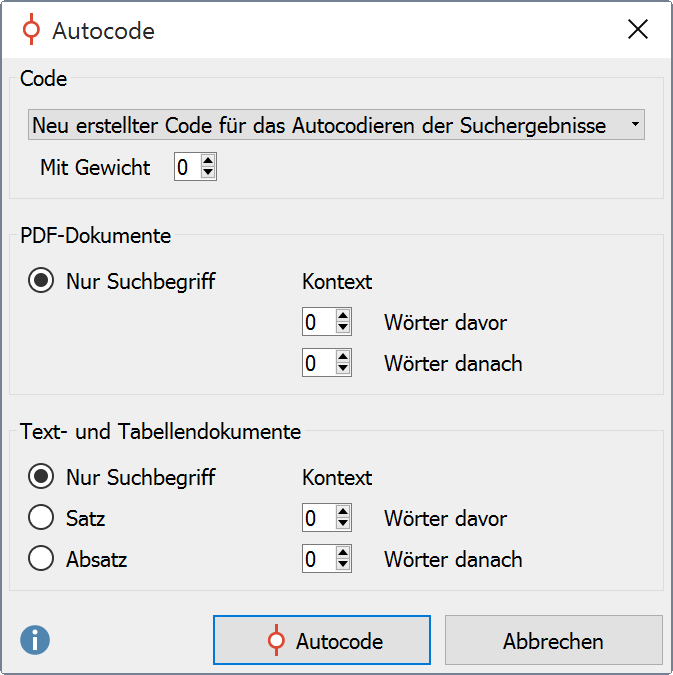 Optionen für das automatische Codieren von Suchergebnissen einstellen Optionen für das automatische Codieren von Suchergebnissen einstellen