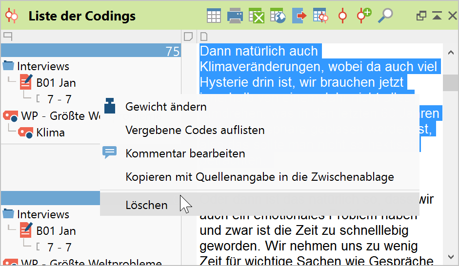Kontextmenü Herkunftsangabe Kontextmenü Herkunftsangabe