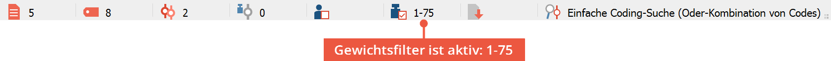 Anzeige der Gewichtungsoption in der Statuszeile Anzeige der Gewichtungsoption in der Statuszeile