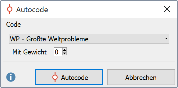 Optionen für das automatische Codieren der Codings in der „Liste der Codings“ Optionen für das automatische Codieren der Codings in der „Liste der Codings“