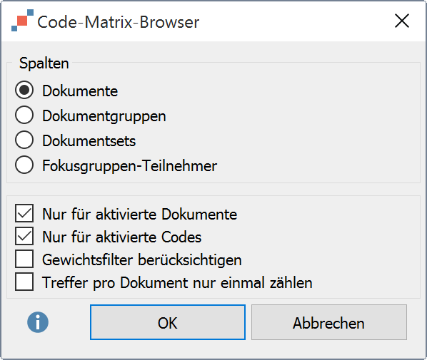 Optionen einstellen für die Darstellung des Code-Matrix-Browser Optionen einstellen für die Darstellung des Code-Matrix-Browser