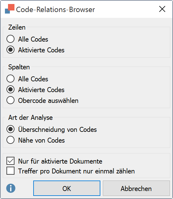 Optionen einstellen für die Darstellung des Code-Matrix-Browser Optionen einstellen für die Darstellung des Code-Matrix-Browser