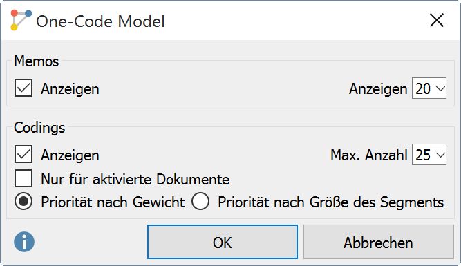 Auswahloptionen für Memos Auswahloptionen für Memos