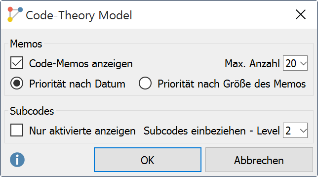 Auswahloptionen für Memos Auswahloptionen für Memos