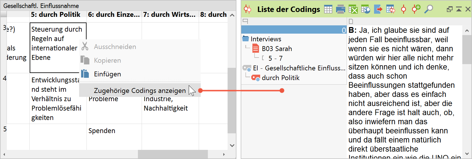 Interaktive Zellen der Summary-Tabelle Interaktive Zellen der Summary-Tabelle