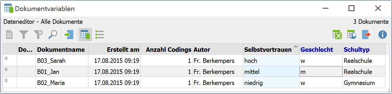 Datenmatrix mit neuer kategorialer Variable „Selbstvertrauen“ Datenmatrix mit neuer kategorialer Variable „Selbstvertrauen“