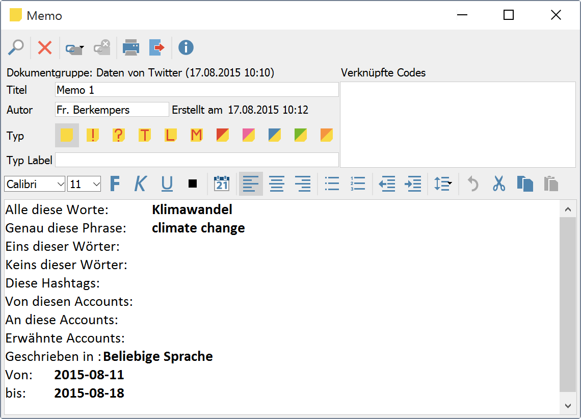 Memo des Twitterimports mit der genauen Suchanfrage Memo des Twitterimports mit der genauen Suchanfrage