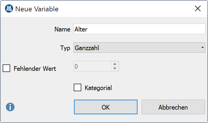 Neue Variable anlegen Neue Variable anlegen
