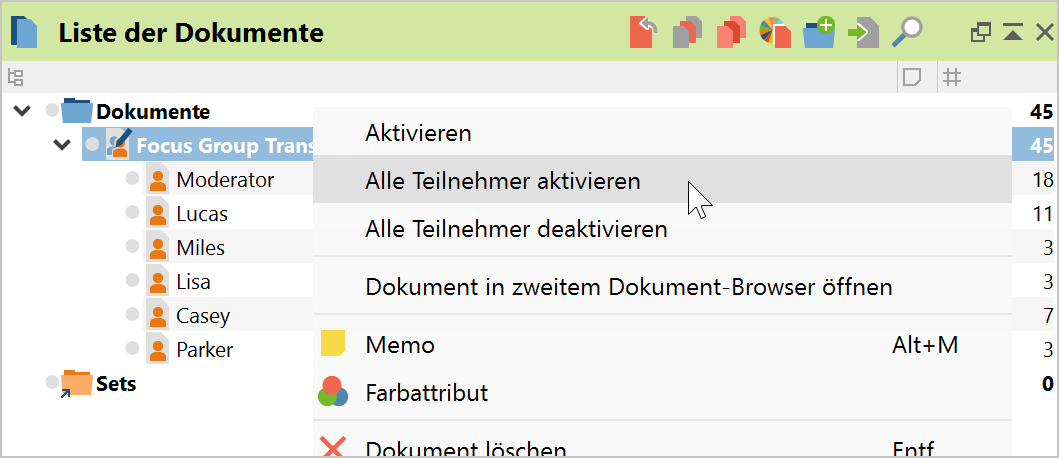 Alle Teilnehmer einer Fokusgruppe aktivieren Alle Teilnehmer einer Fokusgruppe aktivieren