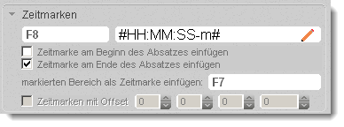 f4/f5-Option für das automatische Einfügen von Zeitmarken f4/f5-Option für das automatische Einfügen von Zeitmarken