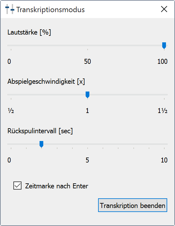 Optionen für das Transkribieren einstellen Optionen für das Transkribieren einstellen