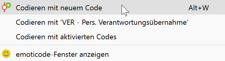 Kontextmenü auf einem markierten Clip Kontextmenü auf einem markierten Clip