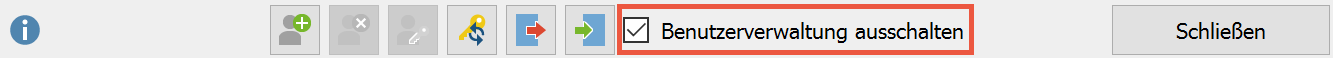 Option „Benutzerverwaltung ausschalten“ Option „Benutzerverwaltung ausschalten“