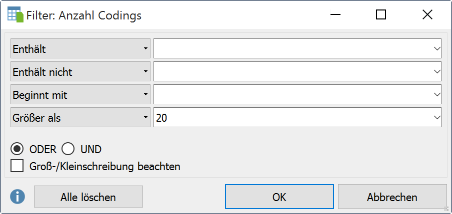 Filter-Dialog Filter-Dialog