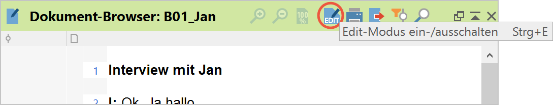 Edit-Modus ein-/ausschalten Edit-Modus ein-/ausschalten