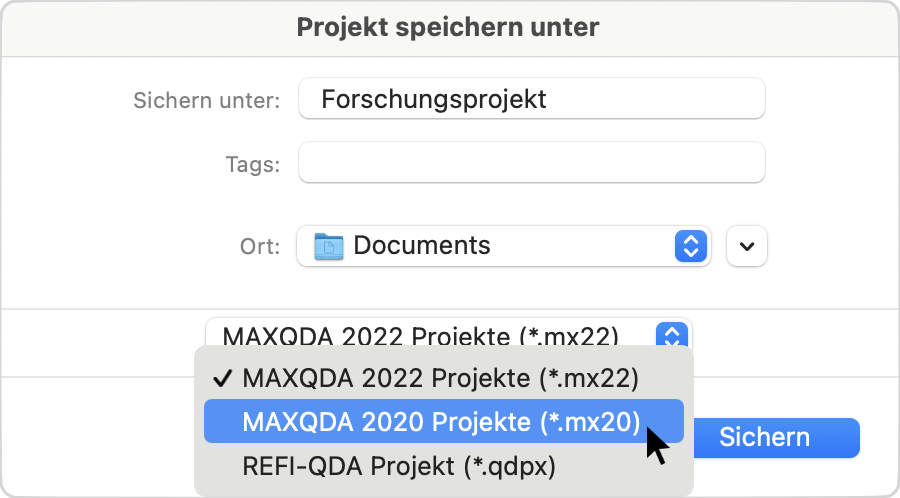 Das passende Dateiformat im Dateidialog wählen Das passende Dateiformat im Dateidialog wählen