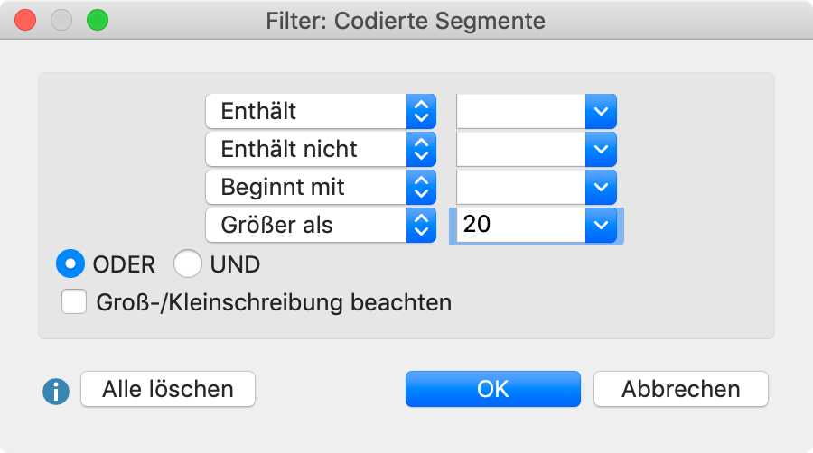 Filter-Dialog
