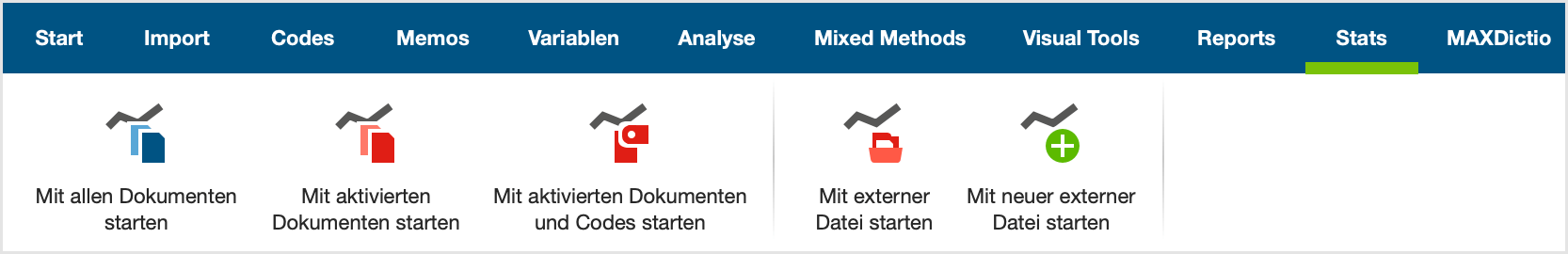Der Tab „Stats“ Tab Stats