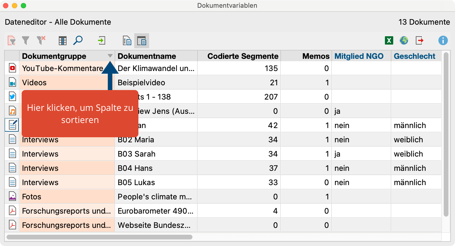 Tabelle sortieren