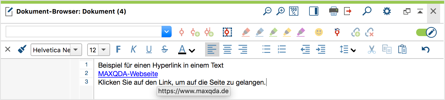 Hyperlink in einem Text Hyperlink in einem Text