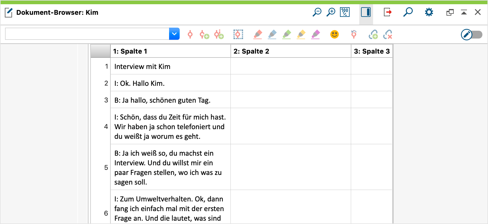Der ursprüngliche Text erscheint nur in der ersten Spalte Der ursprüngliche Text erscheint nur in der ersten Spalte