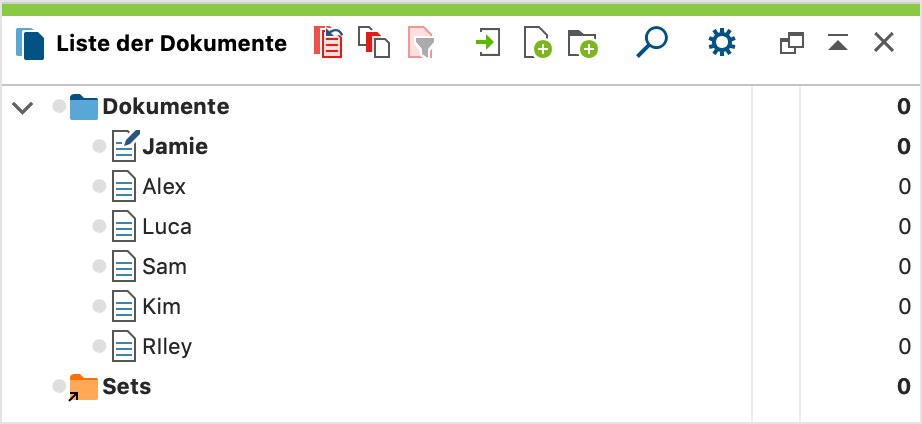 Anzeige von Dokumenten in der „Liste der Dokumente“ nach dem Import Anzeige von Dokumenten in der „Liste der Dokumente“ nach dem Import