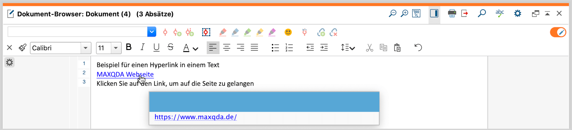 Hyperlink in einem Text
