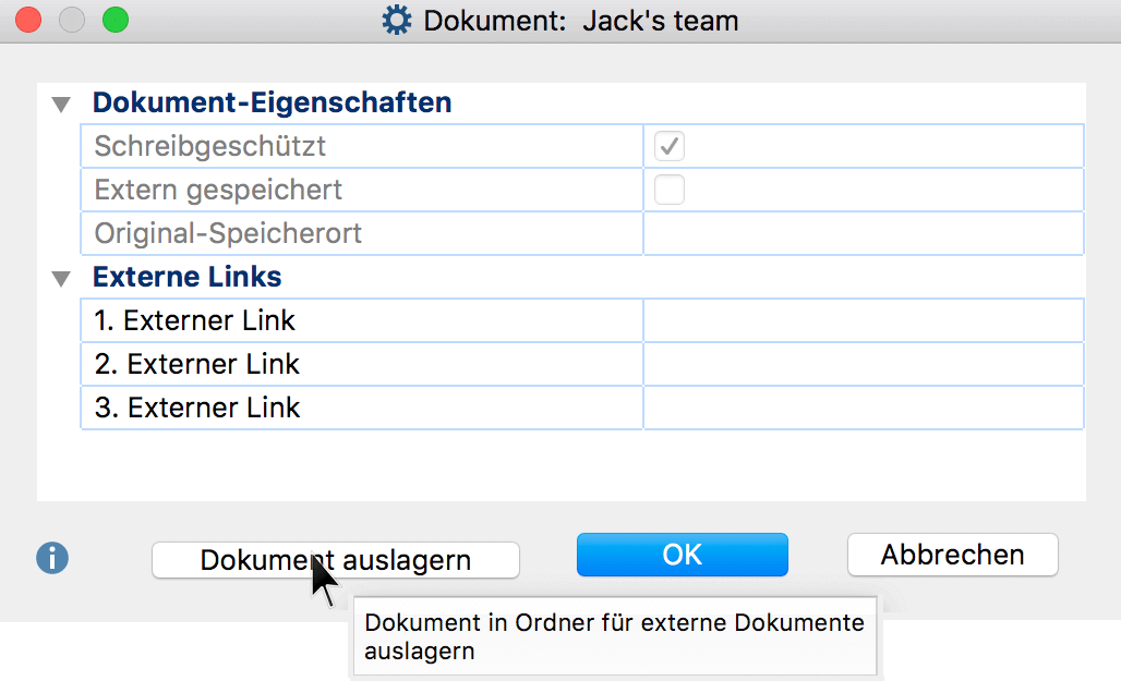 Einzelnes Dokument aus Projektdatei nachträglich auslagern Einzelnes Dokument aus Projektdatei nachträglich auslagern